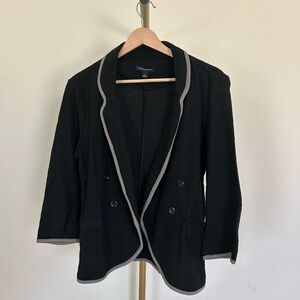 Banana Republic Black Double-Breasted Trim Blazer Cotton Jacket - M